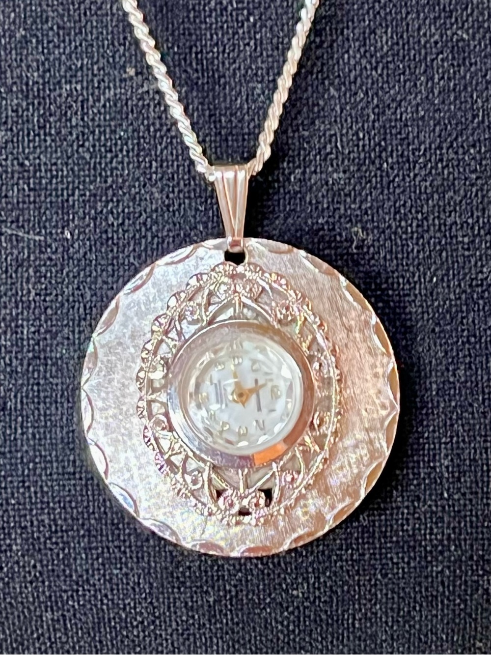 Vintage Hawthorne Mechanical Wind Up Pendant Watch Necklace 24" Chain Swiss Time